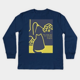 cat contemplating Kids Long Sleeve T-Shirt